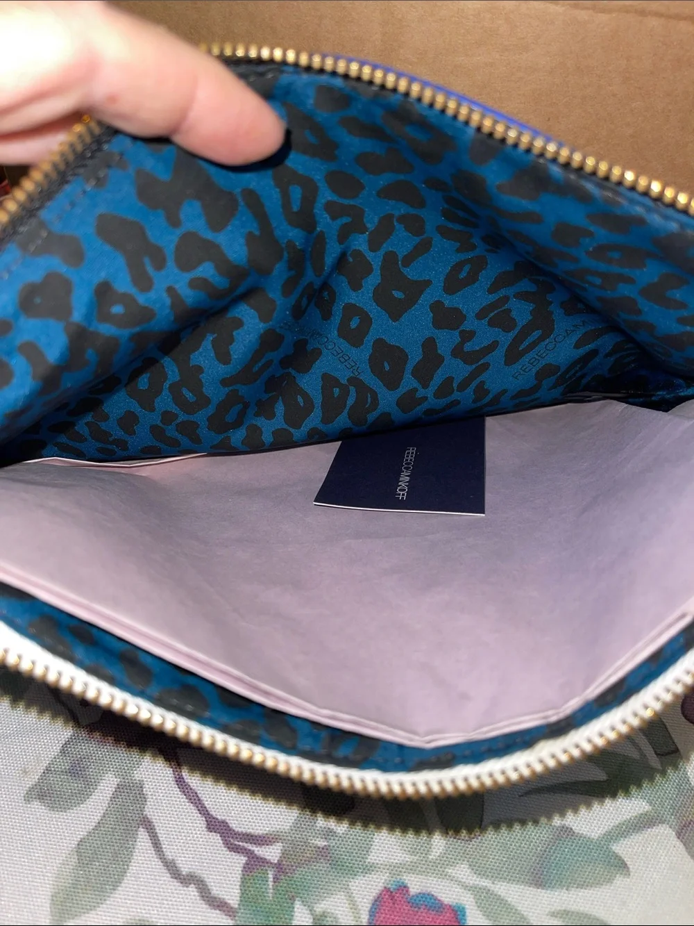 Rebecca Minkoff cobalt blue pebbled leather zip pouch